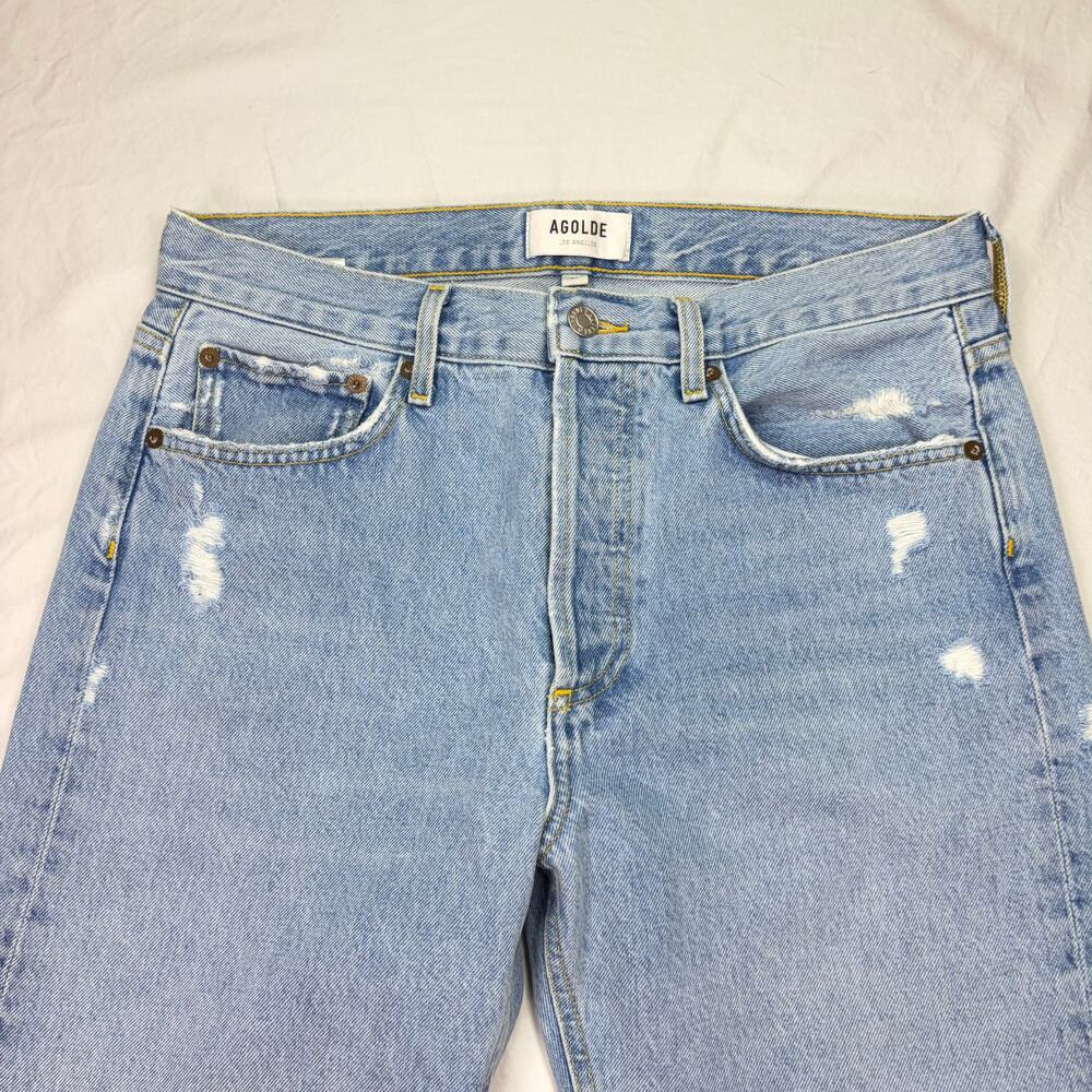 Agolde womens high rise light wash cropped jeans. Size 27 100% cotton button fly - Picture 3 of 8
